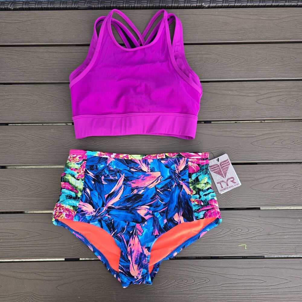 TYR Womens Pink Mesh Racerback Top & Nene High-waisted Bikini Sz S New Sample